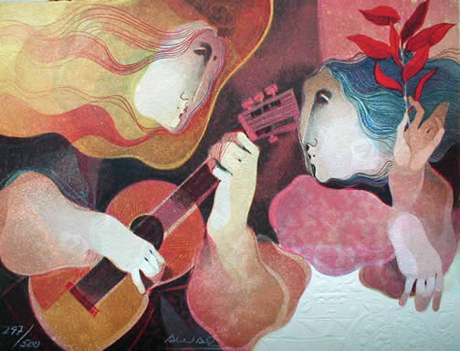 Figure with Guitar and Muse