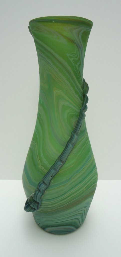 Tall
                  green vase wrapped