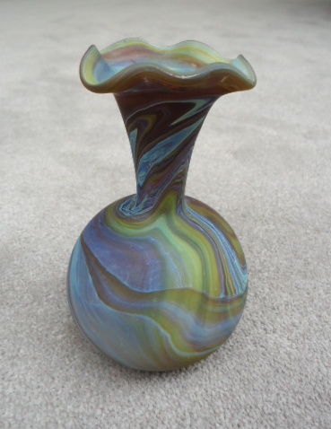 Long neck bulb vase
                  with fluted top 5 1/4"