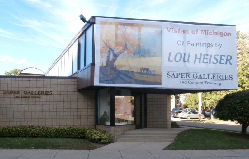 Heiser banner on Saper Galleries building