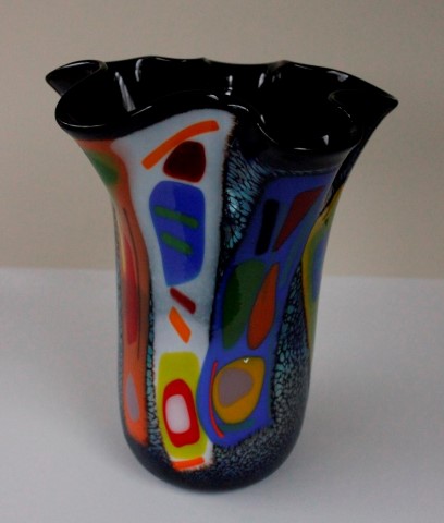 Large
                      fluted fused vase