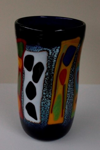 Large
                      fused cobalt vase