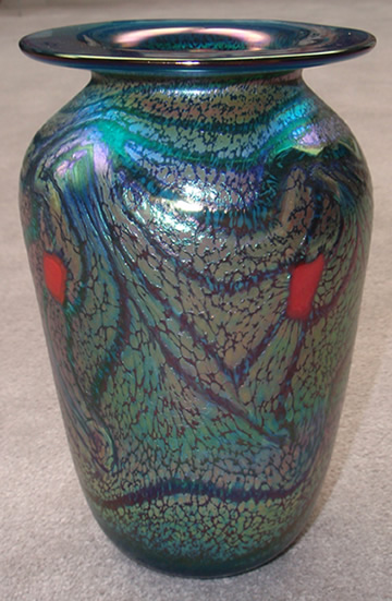 Small Green Vase with Red