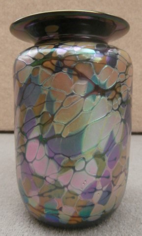 White leaves and purple rim small vase