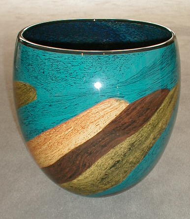 Blue with Brown Oval Vase