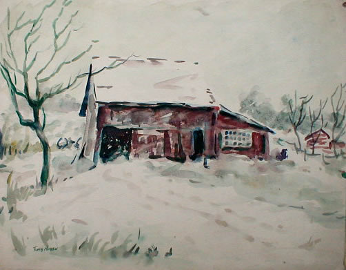 Red Barn And Winter Snow