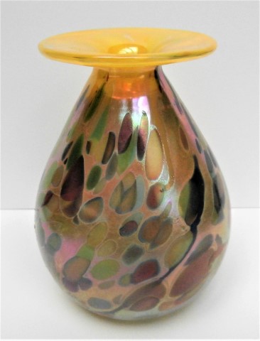 Multicolored mini vase with yellow rim