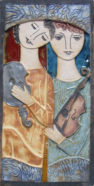 Two Figures With Instruments