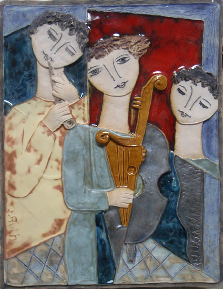 Three Figures With Instruments